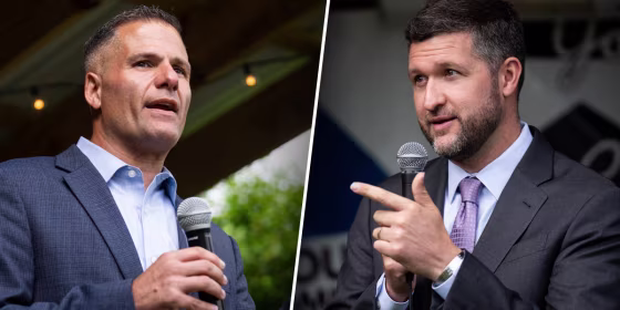 Candidates for the New York 19th Congressional district special election, from left, Republican Marcus Molinaro and Democrat Patrick Ryan