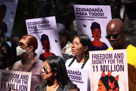 Image: A  rally to mark the 10th anniversary of DACA on June 15, 2022 in New York City.