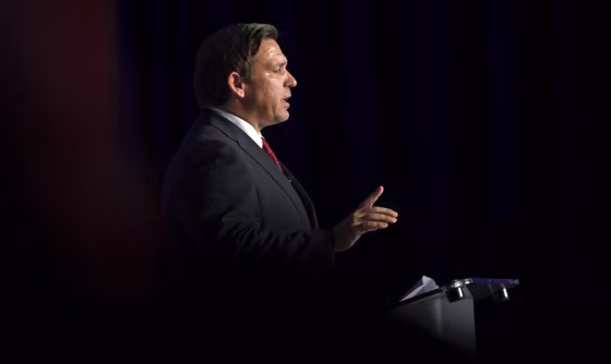 Florida Gov. Ron DeSantis speaks in Pittsburgh on Aug. 19, 2022.