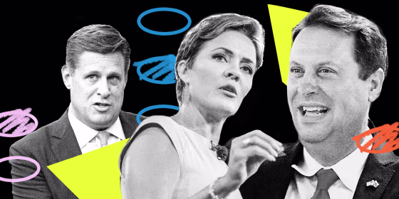Photo Illustration: Geoff Diehl, Kari Lake, and Dan Cox