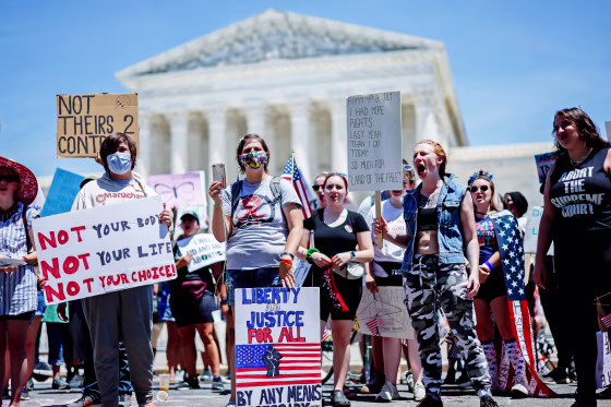Abortion rights demonstrators at the Supreme Court