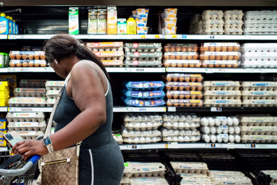 A customer shops in a Kroger grocery store in Houston, Texas 