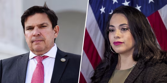 Rep. Vicente González, D-Texas, and his challenger, Mayra Flores.