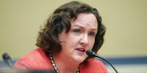 FILE - U.S. Rep. Katie Porter, D-Calif., speaks during a House Committee on Oversight and Reform hearing on gun violence on Capitol Hill in Washington, June 8, 2022. This year brings a marquee matchup between Porter, a progressive star, and Republican Scott Baugh, a former state legislative leader and past head of the county GOP, in the coastal 47th District that includes Huntington Beach and other famous surf breaks.