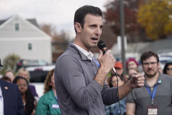 Chris Deluzio attends a party campaign rally in Beaver, Pa.