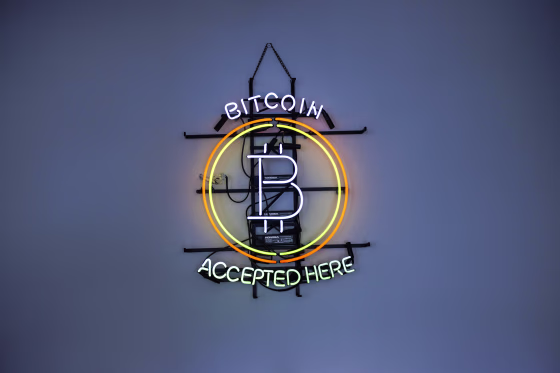 A bitcoin sign in Prague, Czech Republic, on May 17, 2022.