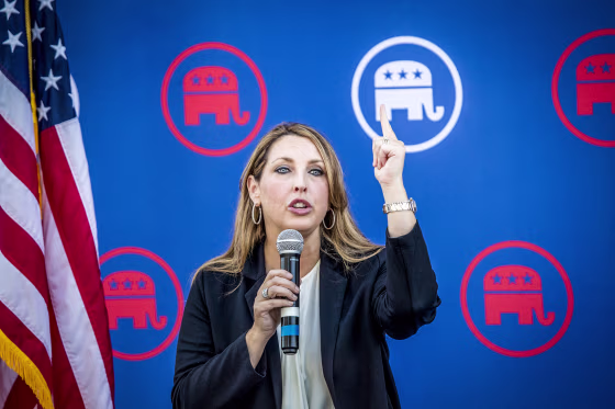 Republican National Committee Chairman Ronna McDaniel speaks during a rally ahead of the November elections in Newport Beach, Calif., on Sept. 26, 2022.