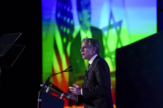 Secretary of State Antony Blinken speaks at the J Street National Conference in Washington on Dec. 4, 2022.