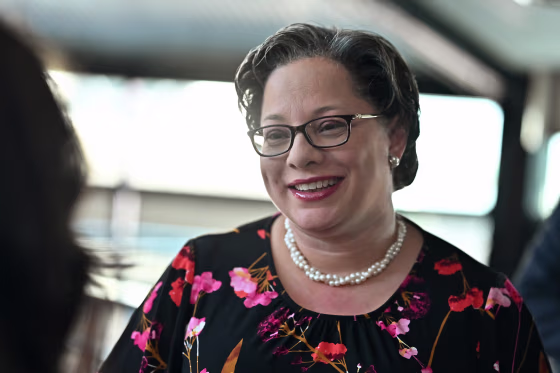 Virginia State Senator Jennifer McClellan at an event in Alexandria on May 2, 2022.