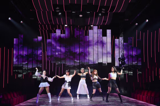 Cast members of KPOP perform during a press preview at Circle in the Square Theatre