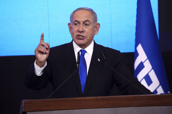 FILE - Benjamin Netanyahu, former Israeli Prime Minister and the head of Likud party, speaks to his supporters after first exit poll results for the Israeli Parliamentary election at his party's headquarters in Jerusalem on Nov. 2, 2022. Netanyahu announced late Wednesday, Dec. 21, 2022, that he has successfully formed a new coalition, setting the stage for him to return to power as head of the most right-wing Israeli government ever. (AP Photo/Oren Ziv, File)