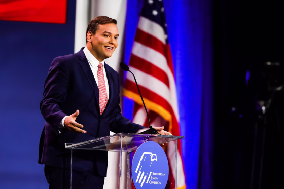 Representative-elect George Santos at the Republican Jewish Coalition Annual Leadership Meeting in Las Vegas on Nov. 19, 2022.