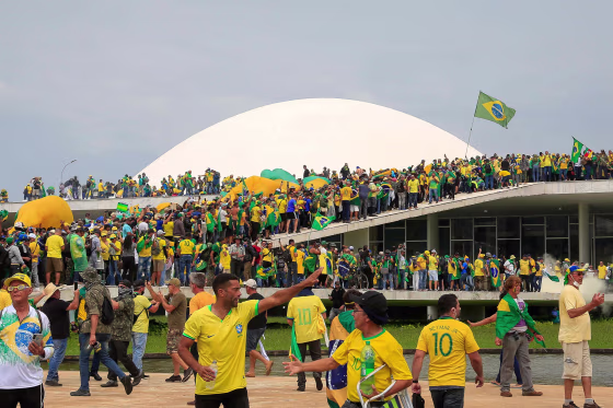 Supporters of Brazilian former President Jair Bolsonaro invade the National Congress in Brasilia on Jan. 8, 2023.