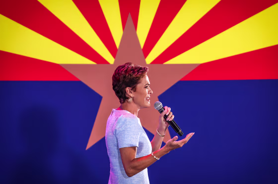 Arizona Republican gubernatorial candidate Kari Lake speaks during a get out the vote campaign rally on Nov. 5, 2022 in Scottsdale, Ariz.