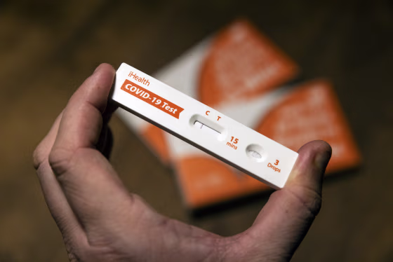 An iHealth at home Covid-19 rapid antigen test