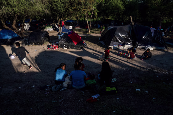 Children play at a migrant camp in Matamoros, Tamaulipas, Mexico on Dec. 22, 2022.