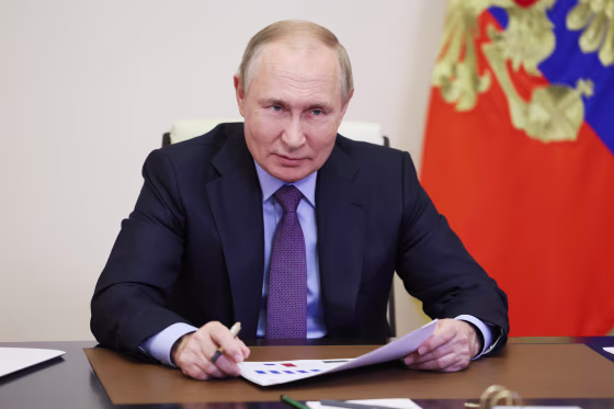 Russian President Vladimir Putin at the Novo-Ogaryovo state residence outside Moscow on Jan. 30, 2023.