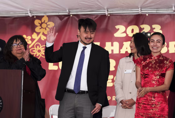 Brandon Tsay prior to being honored in Alhambra, Calif.,