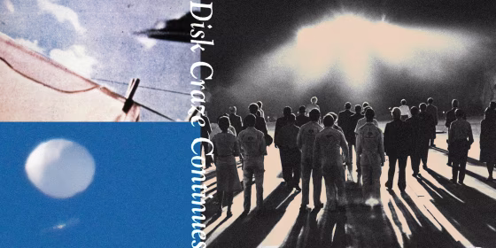 Photo Illustration: Archival images of UFOS, a film still from "Close Encounters of the Third Kind," and an image of the Chinese Spy Balloon
