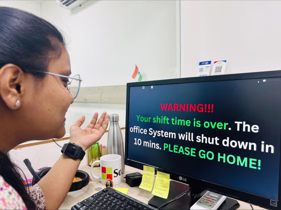 Tanvi Khandelwal, who works at SoftGrid Computers in Indore, India, was surprised to see a message telling her to leave work on time.