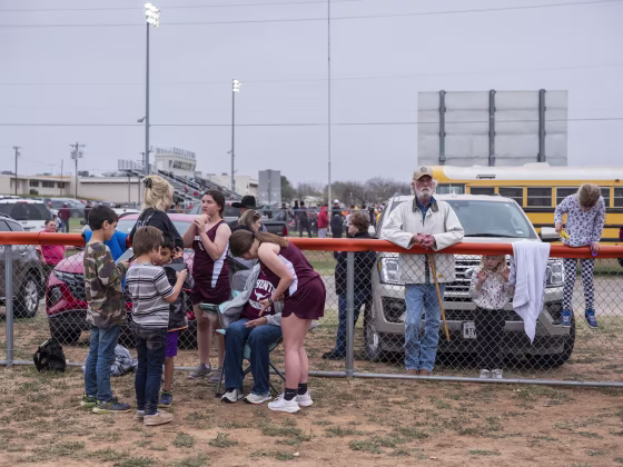 Family and friends come to spectate during a middle school track meet held at March 9, 2023.