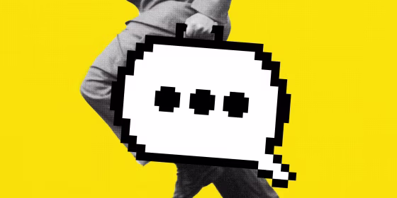 Photo Illustration: A businessman carries a "briefcase," which is actually a chat bubble