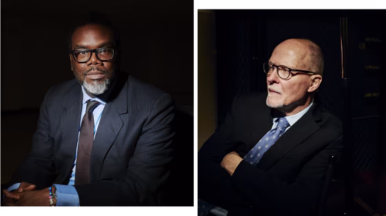Chicago mayoral candidates Brandon Johnson and Paul Vallas.