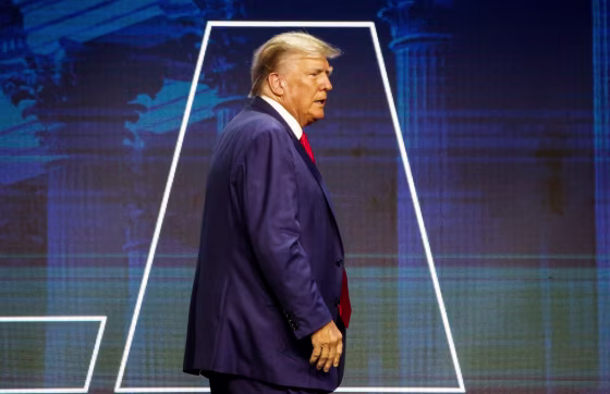 Former President Donald Trump at the NRA's annual convention in Indianapolis, Ind., on April 14, 2023.