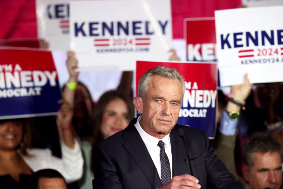 RFK Jr Announces Presidential Bid Boston, MA - April 19: Robert F. Kennedy Jr. announces his candidacy for President of the United States in a speech at Boston Park Plaza. (Photo by David L. Ryan/The Boston Globe via Getty Images)