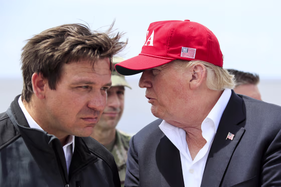 Florida Gov. Ron DeSantis and President Donald Trump in Canal Point, Fla., on March 29, 2019.