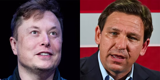(COMBO) This combination of pictures created on May 24, 2023 shows Elon Musk, founder of SpaceX, at the Washington Convention Center in Washington, DC, on March 9, 2020, and Florida Governor Ron DeSantis during a "Unite and Win" event at Hialeah Park Clubhouse, in Hialeah, Florida, on November 7, 2022. DeSantis, the leading Republican rival to Donald Trump, will announce his 2024 US presidential bid on May 24, 2023, during a live Twitter event with Musk, a source familiar with his plans told AFP. "I will be interviewing Ron DeSantis and he has quite an announcement to make," Musk confirmed at a conference on Tuesday.