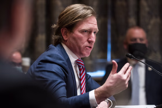 Chris Krebs testifies during a Senate Homeland Security and Governmental Affairs hearing