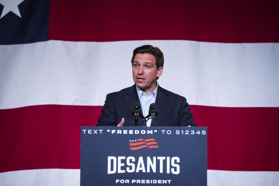 Florida Gov. Ron DeSantis at a campaign kickoff event in Clive, Iowa, on May 30, 2023.