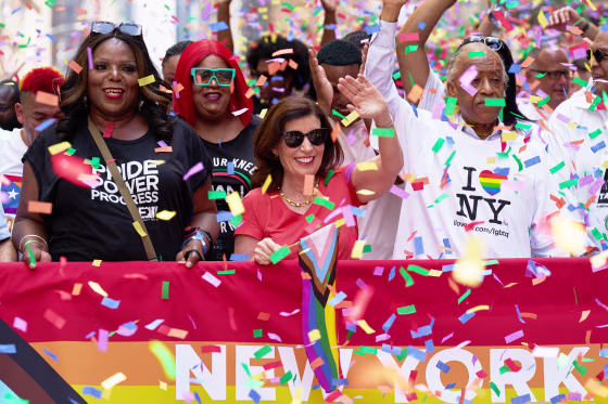 Kathy Hochul and Reverend Al Sharpton at the NYC Pride March on June 25, 2023. 