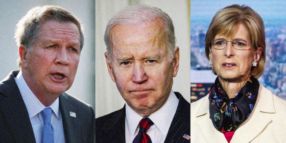 John Kasich, President Joe Biden and Christine Todd Whitman.