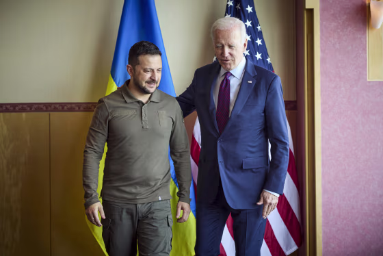 Ukrainian President Volodymyr Zelenskyy and President Joe Biden in Hiroshima, Japan, on May 21, 2023.