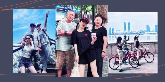 Jia Zhang with her parents.