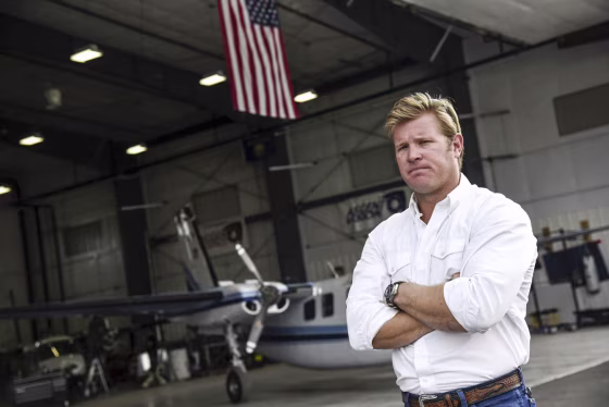 Tim Sheehy, founder of Bridger Aerospace and Ascent Vision, during a tour of the company’s facility in Belgrade, Mont., on Aug. 30, 2022.