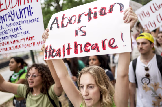 Demonstrators march towards the Texas Capitol building during a national walk out in support of abortion rights at the University of Texas in Austin, Texas, U.S., on Thursday, May 5, 2022. For decades the fight to end abortion in America has been waged over Roe v. Wade. With the Supreme Court poised to overturn the landmark decision that legalized a womans right to choose, the fight to stop abortion is going to become a fight about a pill. Photographer: Sergio Flores/Bloomberg via Getty Images