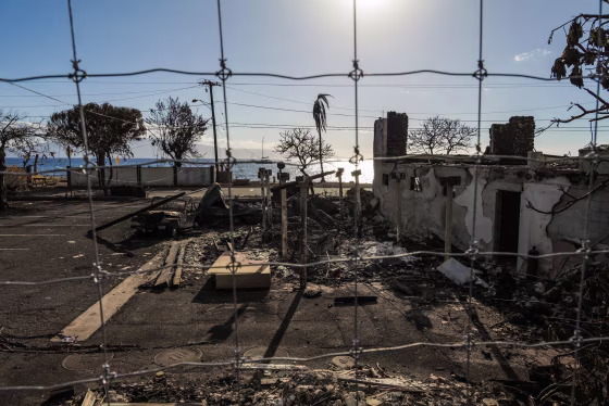 Remains of a building from the Lahaina Maui fire on Aug. 16, 2023.