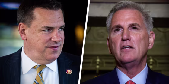 Rep. Richard Hudson, R-N.C., left, and House Speaker Kevin McCarthy.