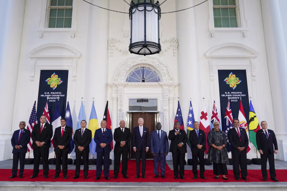 Joe Biden, Louis Mapou, Siaosi Sovaleni, Surangel Whipps Jr., Kausea Natano, David Panuelo, Josaia Voreqe Bainimarama, Manasseh Sogavare, James Marape, David Kabua, Fiame Naomi Mata'afa, Edouard Fritch, Mark Brown