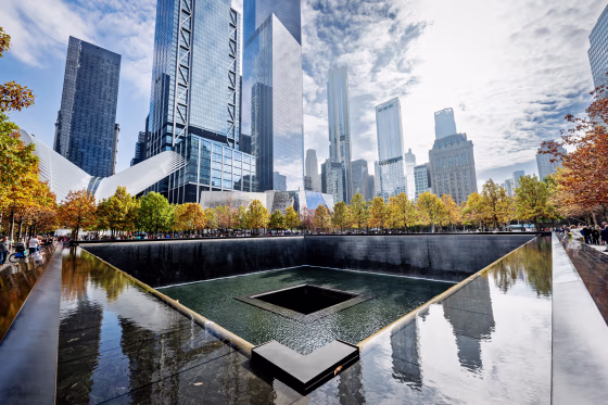 The north pool of the 9/11 memorial at the World Trade Center in New York.