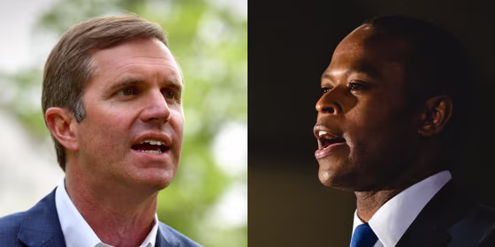 Kentucky Gov. Andy Beshear, left, and Kentucky Attorney General Daniel Cameron.