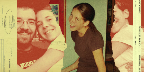 Collage of Heidi Firkus, indictment paperwork, and Nick Firkus