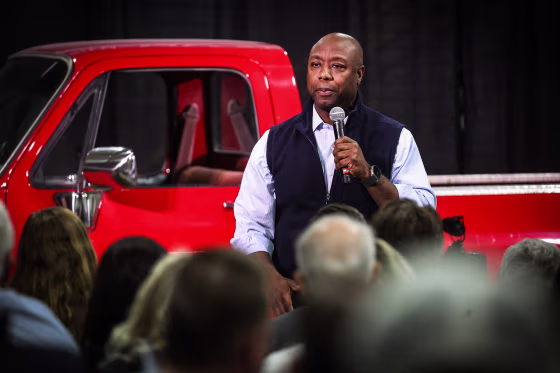 Image: Republican presidential candidate Senator Tim Scott, R-S.C.,