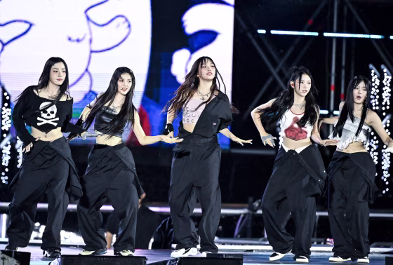 Girl group NewJeans perform during the K-pop Super Live" Concert in Seoul, South Korea on Aug. 11, 2023.