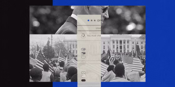 Collage of Joe Biden and Black marchers