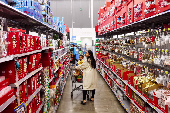 People shop at a Walmart in Burbank, California.