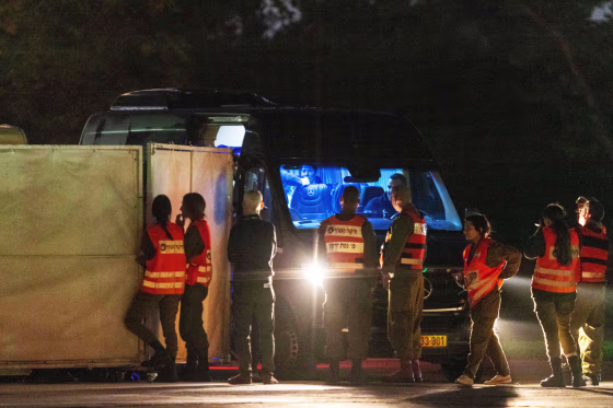 Israeli hostages released by Hamas arrive in Petah Tikva.
